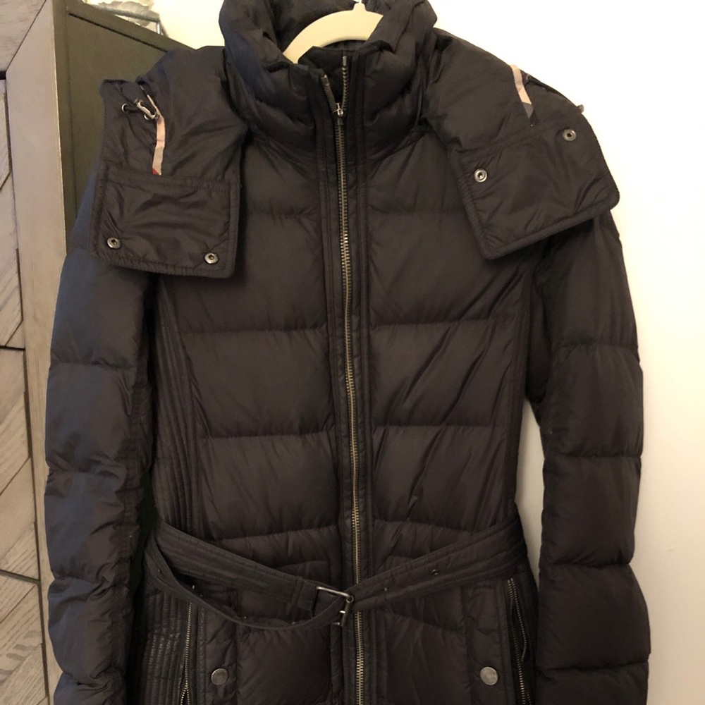 Burberry Brit Down Belted Coat in Black